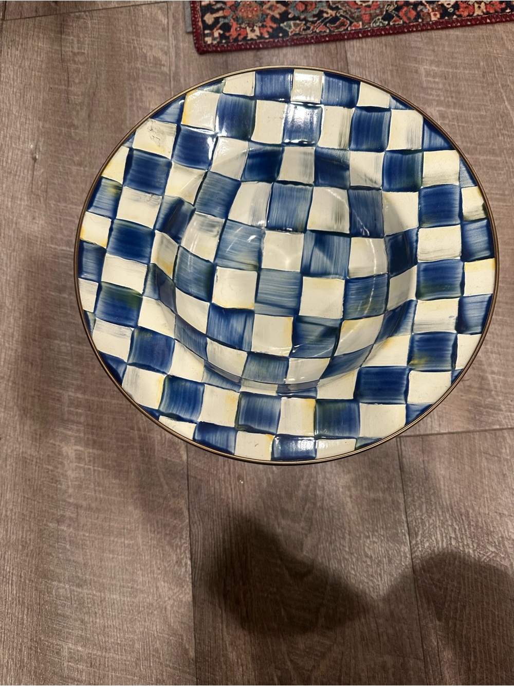 MACKENZIE-CHILDS Enamel Compote, Large, royal check - Picture 5 of 5